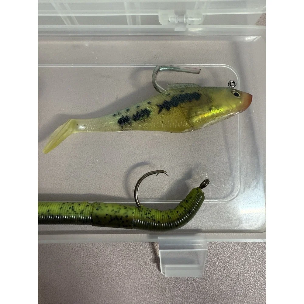 Fishing Lure Lot Soft Plastic Swimbaits Paddle Tail Worm Lures Jig‎ Hooks Case